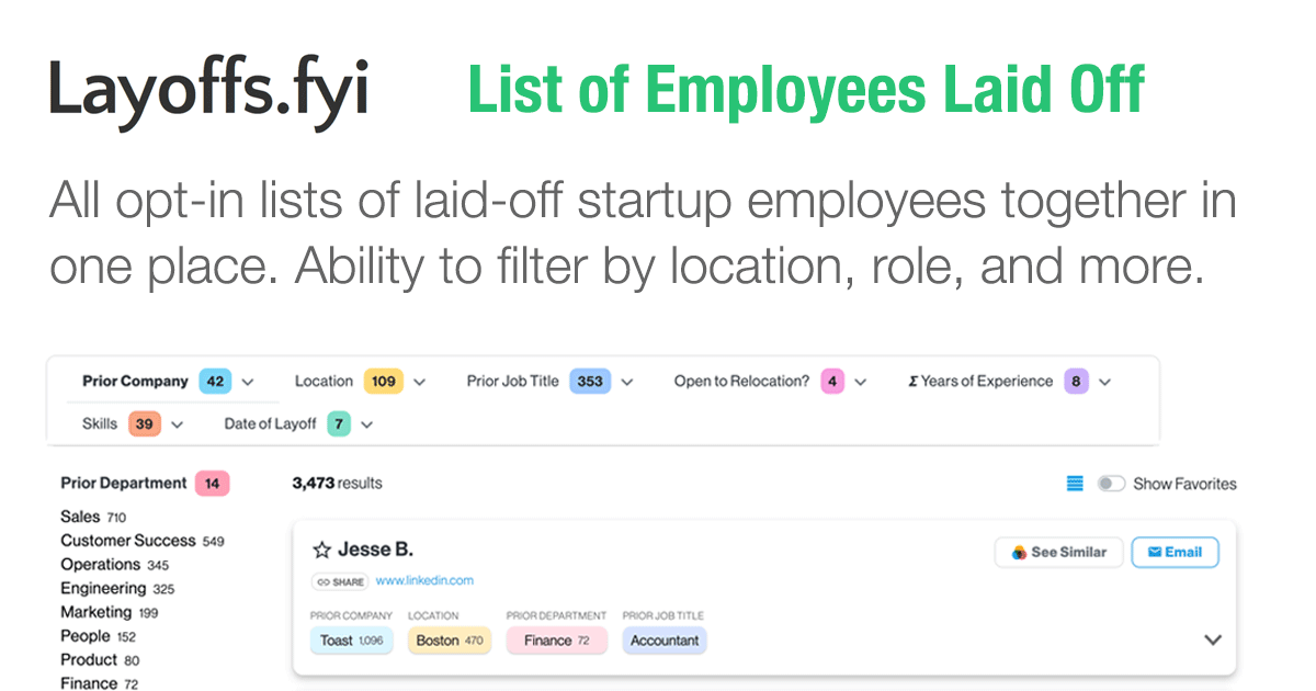 Layoffs.fyi List of Employees Laid Off